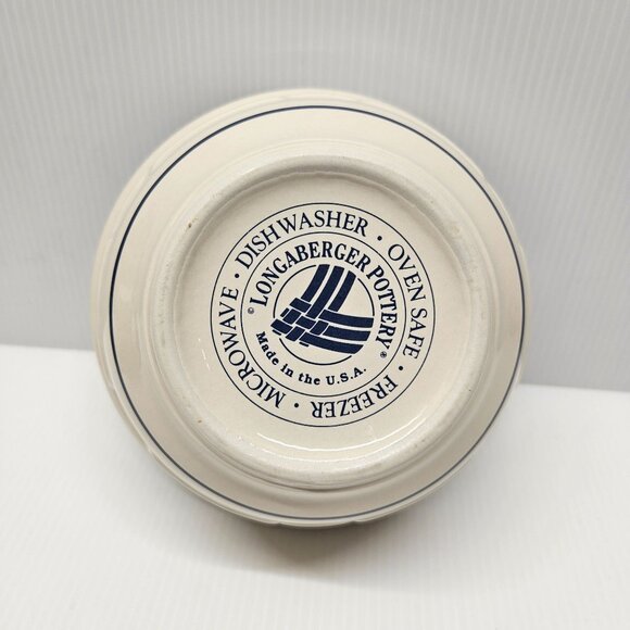 Longaberger Pottery Woven Traditions Classic Blue 6 Inch Mixing Bowl Rounded Rim - Picture 4 of 4